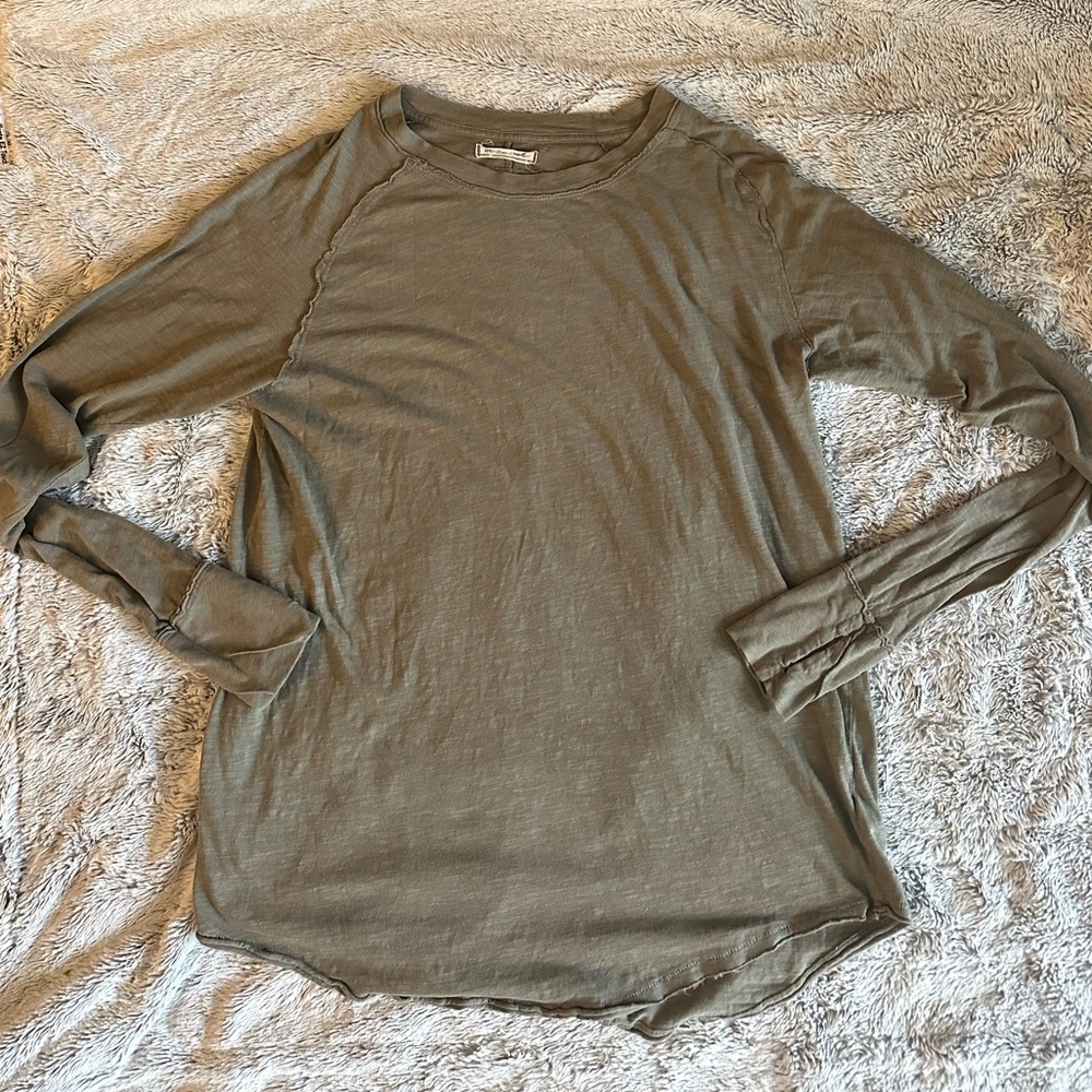 We The Free Olive Green Crewneck Long Sleeve Tee